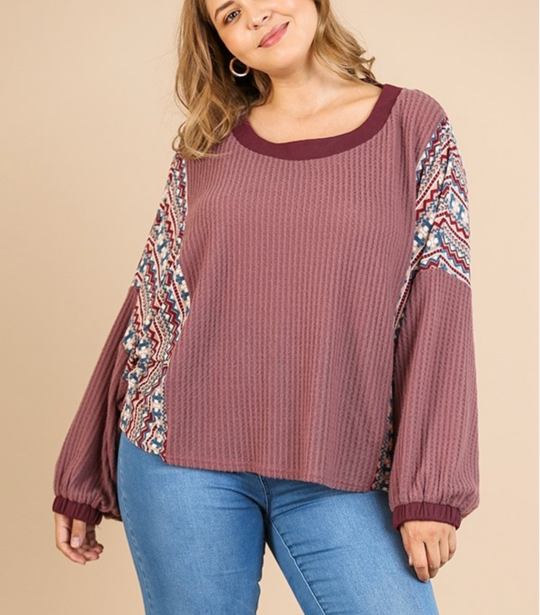 Aztec Shoulder Sleeve Top