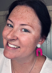 Clay Fuchsia polka dot earrings